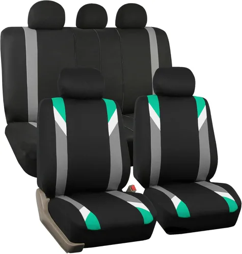 Miniatura 27 de FH Group - Fundas de tela para asientos delanteros bajos de auto con reposacabezas extraíble, ajuste universal, compatible con bolsa de aire