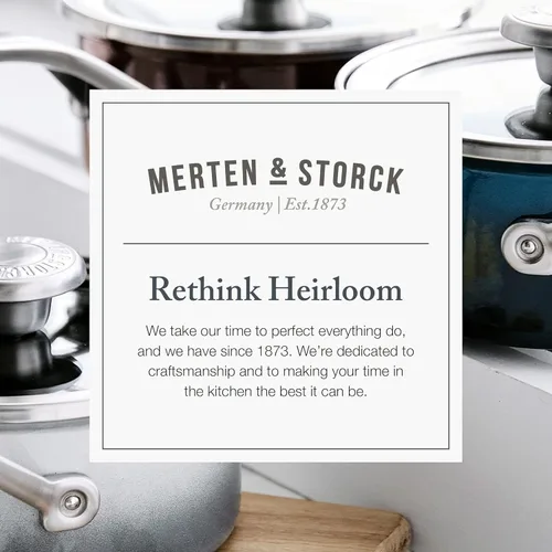 Miniatura 7 de Merten & Storck Utensilios de cocina esmaltados con núcleo de acero hecho a mano europea, sartén de 3 cuartos de galón con tapa, inducción, sin PFAS