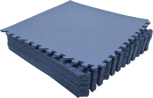 Miniatura 7 de 12 x (48 pies cuadrados) azul tapete de piso de gimnasio de 24 x 24 pulgadas de espuma EVA entrelazada para ejercicio de fitness, rompecabezas