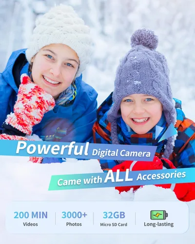 Miniatura 3 de Cámara digital, FHD 1080P - Cámara de apuntar y disparar con zoom de 16X, tarjeta de 32 GB, pequeña cámara de video compacta regalo para niños