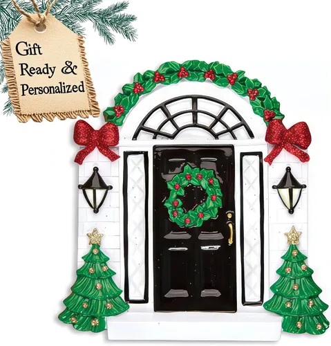 Miniatura 5 de Adorno personalizado de nuestro nuevo hogar 2025 Nombre y año personalizados Decoración de recuerdo de puerta marrón para propietario de casa