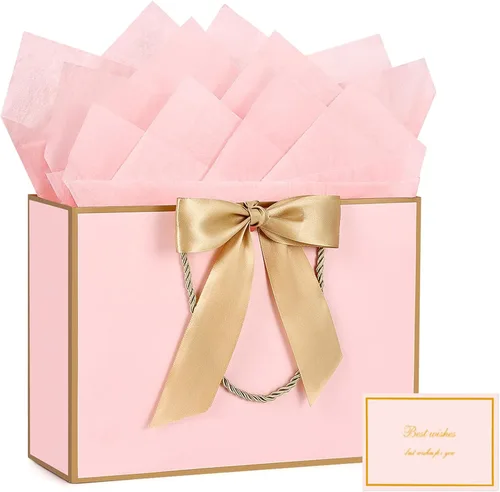 Miniatura 10 de JMANNI Bolsas de regalo, 3 piezas de tamaño mediano con cinta de lazo, bolsa de regalo de papel portátil, patrón de mármol, para cualquier ocasión