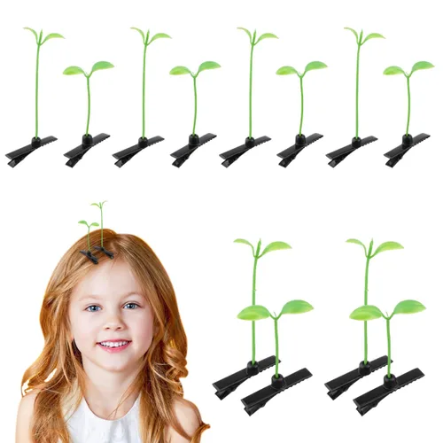 DOITOOL Bean Sprout - Pinzas para el cabello para niños, 2 piezas de horquillas de hierba de moda, adorables accesorios para el cabello para fiestas