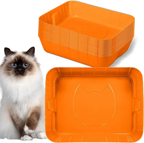 Miniatura 7 de Bokon Caja de arena desechable de 25 unidades para gatos, bandeja de arena desechable grande para viajes al hogar, cajas de arena de plástico Blanco