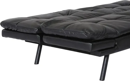 Miniatura 9 de Sofá cama futón, sofá cama convertible de espuma viscoelástica, moderno sofá cama plegable para espacio de vida pequeño y compacto (negro + PU#)
