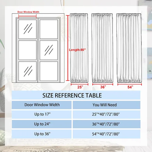 Miniatura 5 de DWCN Cortinas para puerta francesa: cortina térmica con bolsillo para barra para puertas con ventana de vidrio, puertas de cocina y patio