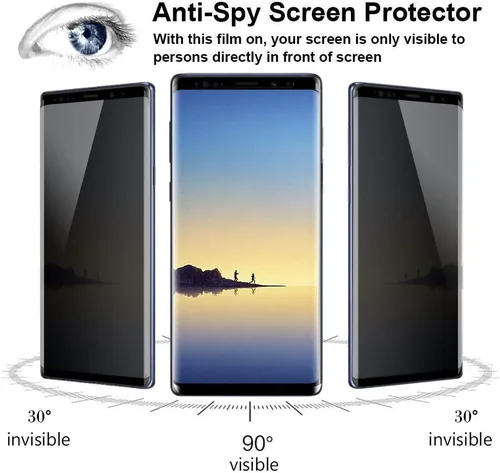 Miniatura 2 de AOKER - Protector de pantalla de privacidad para Galaxy Note 8 / Note 9, película de vidrio templado, borde curvado 3D, fácil de instalar, antiespía