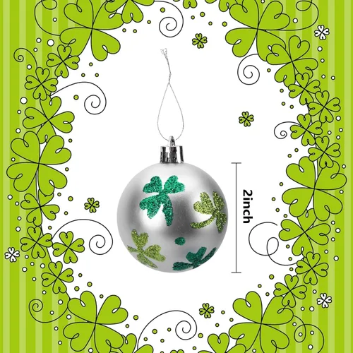 Miniatura 3 de 12 bolas colgantes de San Patricio de 2 pulgadas, adorno de trébol de San Patricio, bola colgante de trébol de buena suerte para fiesta de festival