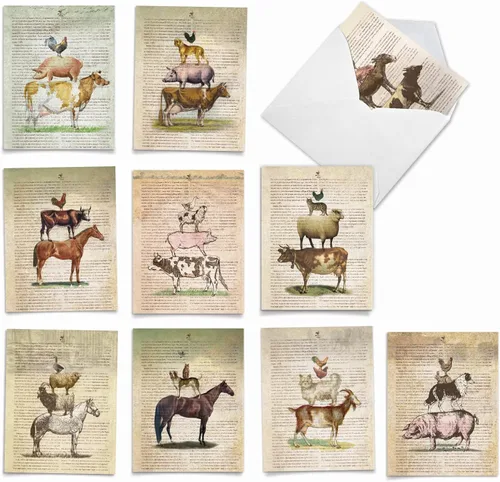 The Best Card Company 10 tarjetas de felicitación de agradecimiento con sobres de 4 x 5.12 pulgadas – Tarjetas de notas «Farm Stand» – Di gracias