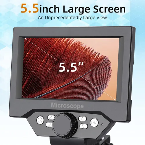 Miniatura 2 de Koolertron Microscopio digital LCD de 5.5 pulgadas, aumento de 8MP 1-1000X, 8 luces LED, batería recargable, grabación de video para reparación