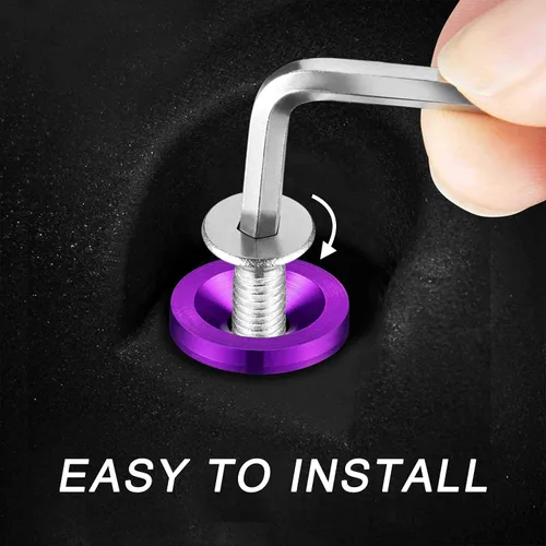 Miniatura 3 de TOMALL Juego de 20 tornillos de aluminio para guardabarros, arandela de parachoques de motor, accesorios de tornillos de perno M6 (morado)