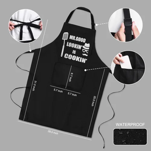 Miniatura 2 de LYLPYHDP Divertidos delantales de chef para hombres – Mr. Good Lookin' is Cookin' es Cookin' BBQ Grill Delantal perfecto para el Día del Padre