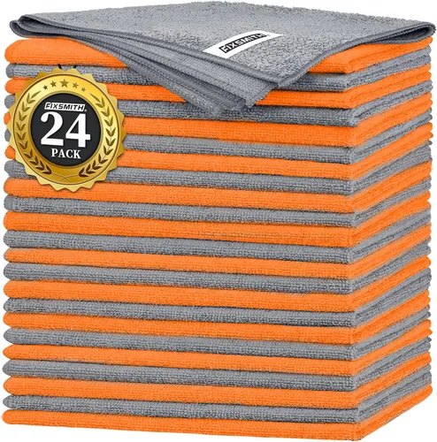 Miniatura 23 de FIXSMITH Paño de limpieza de microfibra, paquete de 12, toallas multifuncionales, tamaño: 12 x 16 pulgadas, trapos altamente absorbentes, sin 3
