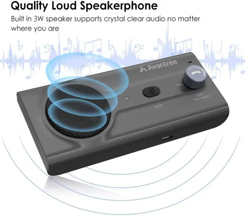 Miniatura 3 de Avantree CK11 - Kit de coche Bluetooth 5.0 manos libres, altavoz de 3 W con clip de visera, compatible con asistente Siri, encendido automático