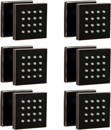 Miniatura 14 de HOMEDEC Cabezal de ducha redondo de latón de 2 pulgadas, para masaje, spa, soporte de pared, 4 piezas, negro mate