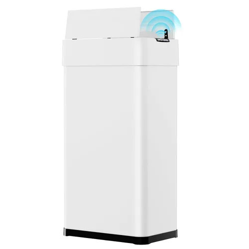 Miniatura 10 de Arlopu Basurero automático de 18.5 galones, cubo de basura de acero inoxidable con sensor de movimiento de 70 pulgadas, papelera cepillada sin