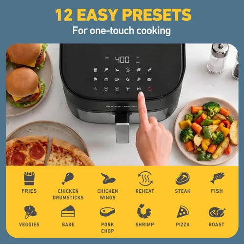 Miniatura 13 de West Bend Freidora de aire digital de 4.5 cuartos de galón, compacta con 12 preajustes, temperatura ajustable para comidas crujientes rápidas, cesta