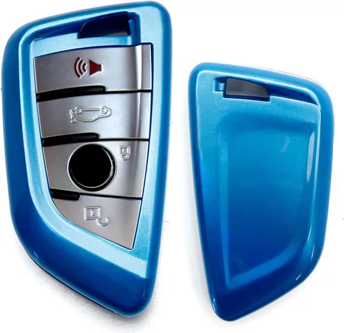 Miniatura 11 de iJDMTOY Exact Fit - Carcasa para llavero inteligente con diseño de fibra de carbono metálica brillante compatible con BMW X1 X4 X5 X6, serie 5