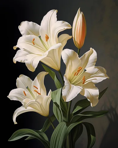 Pintura de lirio por números para adultos, hojas de flores, pintura al óleo digital, pintura acrílica, kits de pintura de ocio, arte de pared,