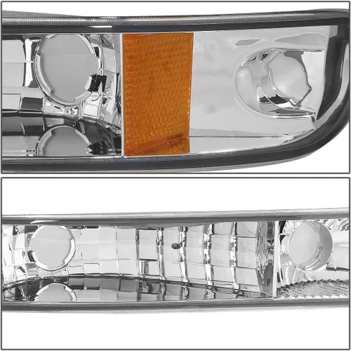 Miniatura 4 de DNA MOTORING Juego de ensamble de faros Compatible con 99-07 GMC Sierra 1500/01-07 Sierra 1500HD 2500HD 3500/00-06 Yukon XL 1500 2500, Cromo/Ámbar