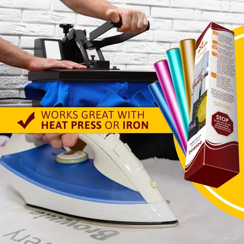 Miniatura 3 de Firefly Craft - Lámina de vinilo elástico para transferencia de calor, HTV metálico, para planchar para usar con Cricut y Silhouette, para prensa
