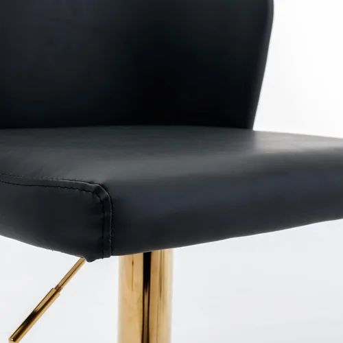 Miniatura 6 de LKTART Juego de 2 taburetes de bar giratorios de altura de asiento ajustable, modernos tapizados de poliuretano con base cromada, con respaldo