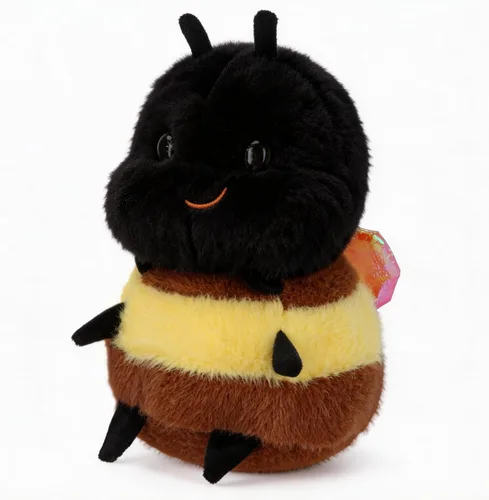 Juguete de peluche de abejorro sonriente gordito, lindo y esponjoso, compañero suave para niños y adultos, insecto único, regalo temático (8