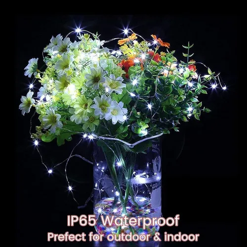 Miniatura 4 de Yiaht Paquete de 12 Luces de Hadas LED a Pilas Luces de Cadena con Temporizador Cable Plateado Impermeable 14 Pies 40 Luces LED Centelleantes