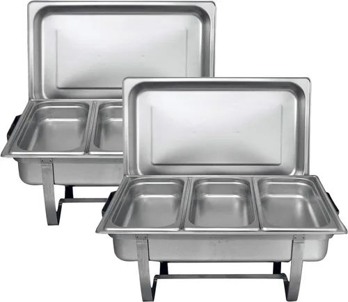 Miniatura 9 de TigerChef - Calentador de alimentos – Platos de acero inoxidable – Juego de bufé de platos de roce – Juegos de calentador de bufé y calentador