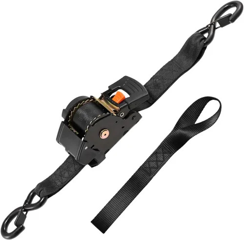 Miniatura 9 de VEVOR Correas de trinquete retráctiles, 2 pulgadas x 10 pies, correas de amarre con ganchos en S, resistencia a la rotura de 3033 libras, 2 bucles