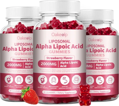 Miniatura 8 de Paquete de 2 gomitas liposomales de ácido alfa lipoico de 2000 mg, complejo ALA de alta potencia, biotina y benfotiamina para antioxidante, salud