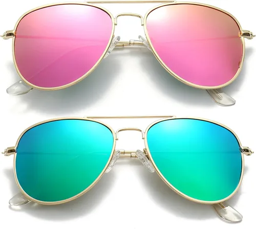 Breaksun Lentes de sol polarizados de aviador para niñas y niños de 3 a 10 años, lentes de sol clásicos de aviador para adolescentes y jóvenes,