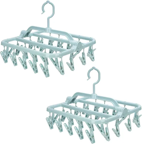Miniatura 7 de Perchas plegables con 26 clips de secado, colgador de ropa interior con clips, clip de plástico para ropa sucia y colgador de secado por goteo