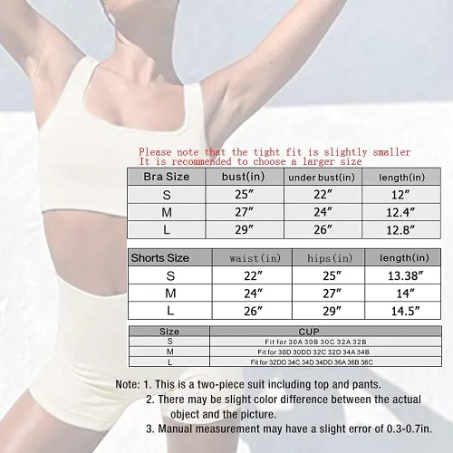 Miniatura 5 de TWFRHC - Conjuntos de entrenamiento para mujer con tirantes acanalados, 2 piezas, sin costuras, cintura alta, para gimnasio, pantalones cortos