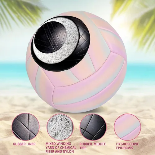 Miniatura 4 de Soft Official Volleyball for Indoor Outdoor Beach, Size 5 Training Volleyball for Beginner Teenager Adult Rosa/Azul/Pureple
