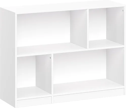 RiverRidge Estantería horizontal para niños, organizador de juguetes con 2 estantes y cubículos, almacenamiento de juguetes de madera resistente