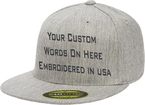 Miniatura 10 de Sombrero personalizado Flexfit 210 Personalizar Añadir su propio texto Bordado Flatbill