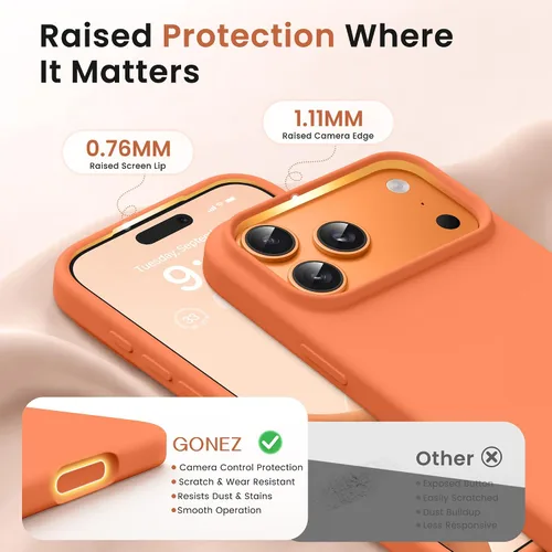 Miniatura 630 de GONEZ Funda de silicona para iPhone 15 Pro Max, compatible con Magsafe, protector de cámara + protector de pantalla, forro de microfibra suave