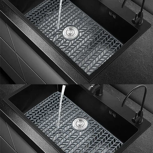 Miniatura 4 de AWOKE - Protectores para fregadero de cocina, alfombrilla de fregadero de 29 x 15.35 pulgadas, resistente al calor, de silicona, fácil de limpiar