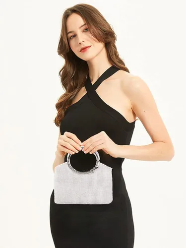 Miniatura 2 de LIFEWISH Bolsos de noche con diamantes de imitación de cristal para mujer, bolsos de mano brillantes para graduación, cóctel, fiesta, boda
