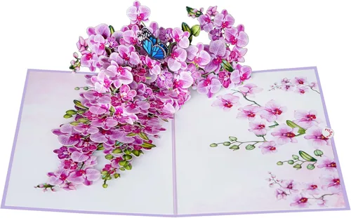 Miniatura 14 de Tarjetas de cumpleaños 3D de flor de cerezo para mujer, tarjeta desplegable para el día de la madre, aniversario 3D, día de San Valentín, regalos