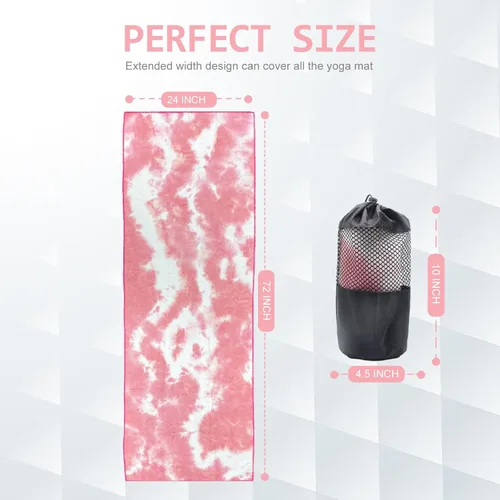 Miniatura 8 de Toalla de yoga Eunzel, toalla para esterilla de yoga caliente con puntos de agarre absorbentes de sudor, antideslizante para yoga caliente, pilates