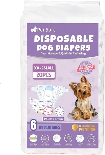 Miniatura 7 de Pet Soft Pañales desechables para perras – Pañales desechables para perritos con indicador de humedad, pañal para cachorros y gatos súper