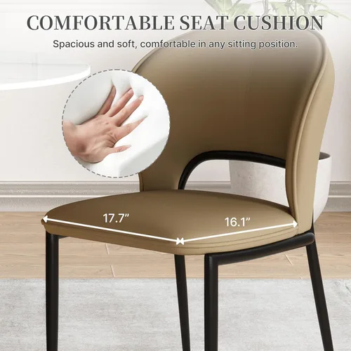 Miniatura 4 de Juegos de sillas de comedor modernas (2/4/6/8-PSC), sillas de cocina de piel sintética con respaldo, sillas laterales de cocina sin brazos, salas
