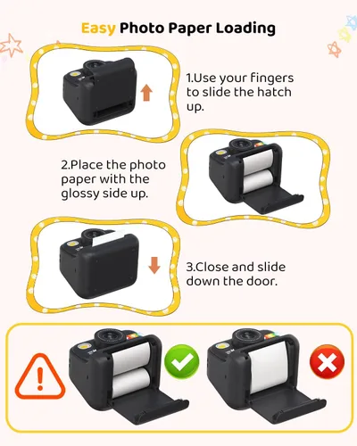 Miniatura 6 de Cámara de impresión instantánea en color para niños – Cámara para niños con 5 papeles fotográficos de color, video de 48MP y 1080P, 21 marcos