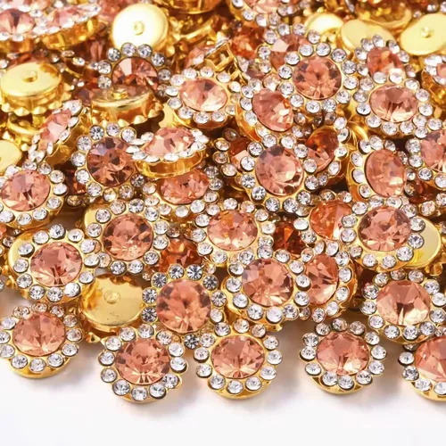 Miniatura 15 de 120 piezas de 12 mm de girasol coser en diamantes de imitación de cristal, gemas de vidrio, diamantes de imitación de metal para manualidades