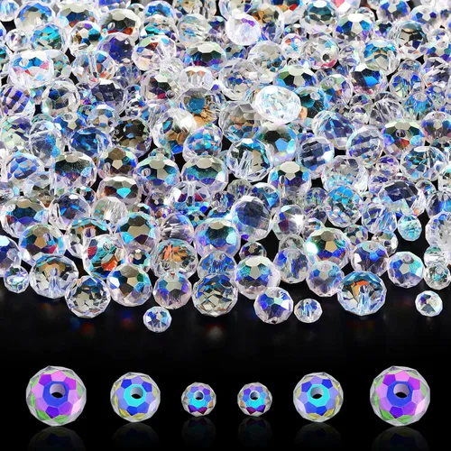 Miniatura 8 de WILLBOND 600 cuentas de cristal para hacer joyas, atrapasoles a granel, piedras preciosas sueltas para el día de San Valentín, vacaciones Verde