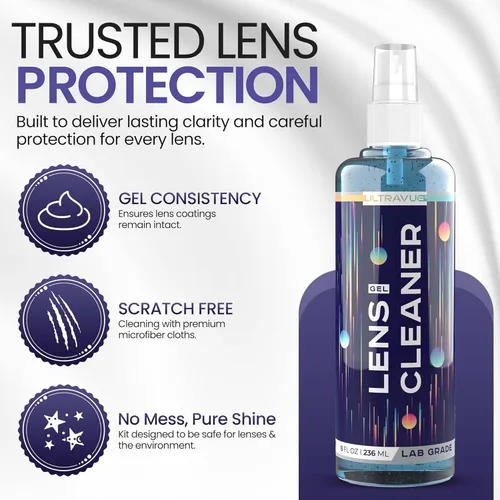Miniatura 3 de Kit de spray limpiador de lentes de gel para gafas, 2 botellas de gel de 8 onzas y 1 botella de spray de gel de 2 onzas + 2 paños de microfibra