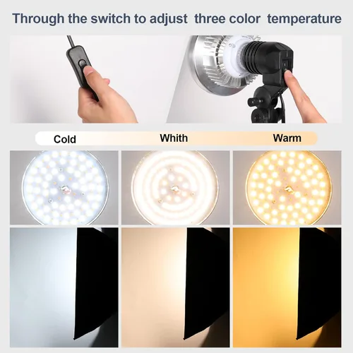 Miniatura 2 de Bombilla LED tricolor regulable de 85 W, bombilla de caja de luz en espiral de 5500 K en enchufe E27 para fotografía, fotografía, video, estudio
