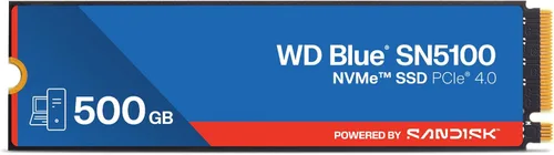 WD Blue SN5100 SSD NVMe de 500 GB - M.2 2280, PCIe Gen 4.0, unidad interna de estado sólido - Velocidades de lectura de hasta 6,600 MB/s,